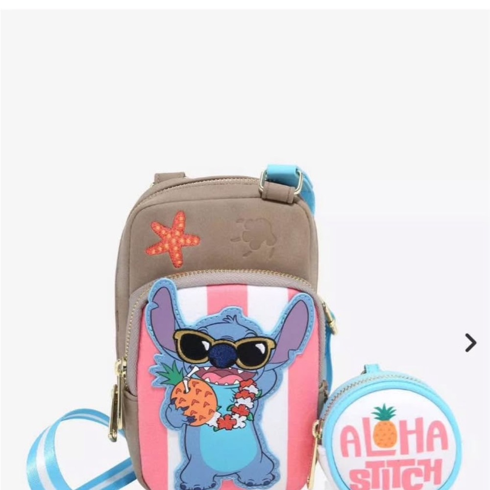 Loungefly Stitch Aloha Bag Set - Brown, Blue, Pink